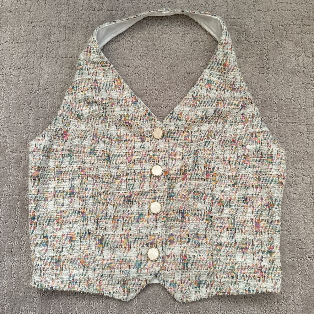Multicolor Tweed Vest